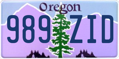 OR license plate 989ZID