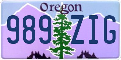 OR license plate 989ZIG