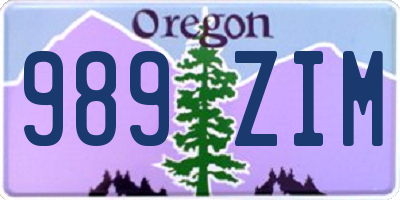 OR license plate 989ZIM
