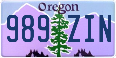 OR license plate 989ZIN