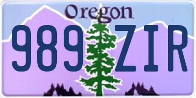 OR license plate 989ZIR