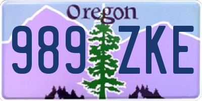 OR license plate 989ZKE