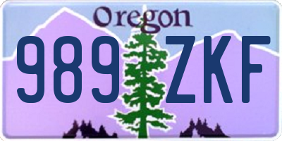 OR license plate 989ZKF