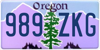 OR license plate 989ZKG
