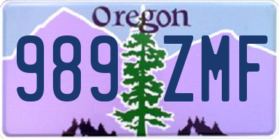 OR license plate 989ZMF