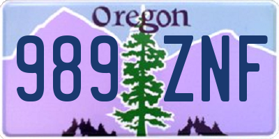 OR license plate 989ZNF