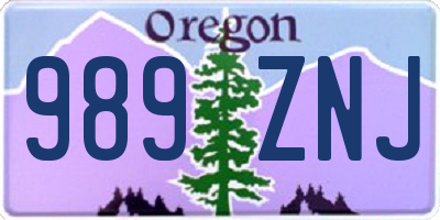 OR license plate 989ZNJ