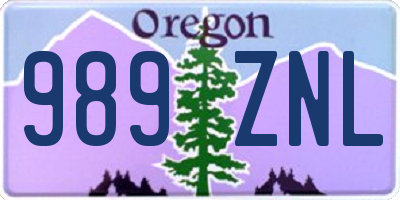 OR license plate 989ZNL