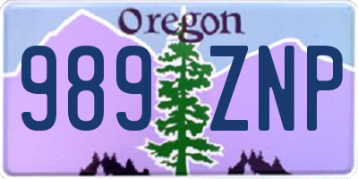 OR license plate 989ZNP