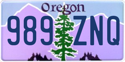 OR license plate 989ZNQ