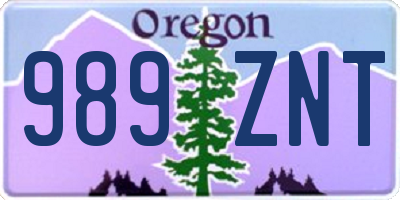 OR license plate 989ZNT