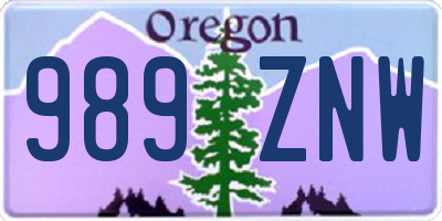 OR license plate 989ZNW