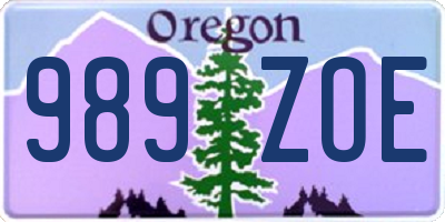 OR license plate 989ZOE