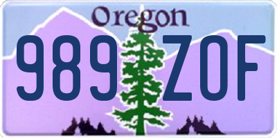 OR license plate 989ZOF