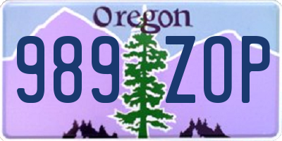 OR license plate 989ZOP