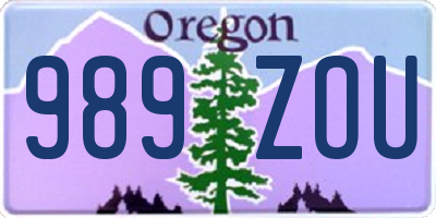 OR license plate 989ZOU