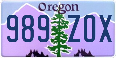 OR license plate 989ZOX