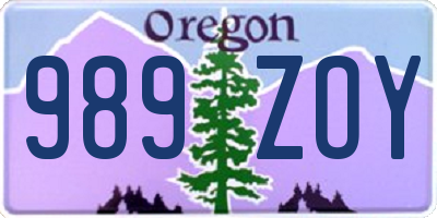 OR license plate 989ZOY