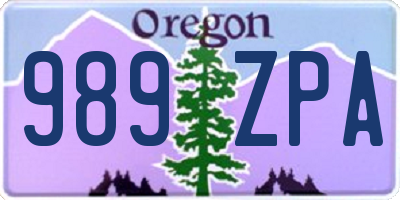 OR license plate 989ZPA