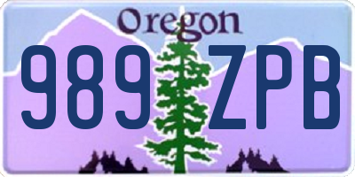OR license plate 989ZPB