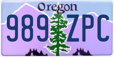 OR license plate 989ZPC