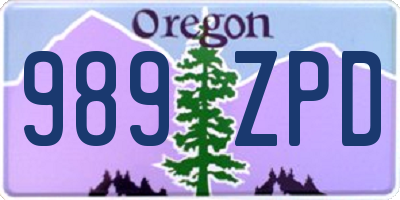 OR license plate 989ZPD