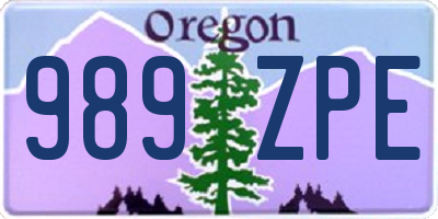 OR license plate 989ZPE