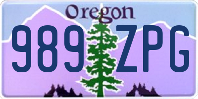OR license plate 989ZPG