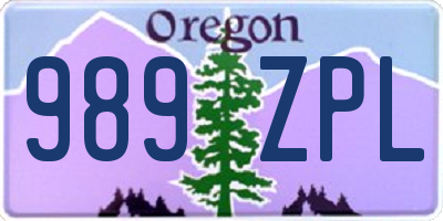 OR license plate 989ZPL