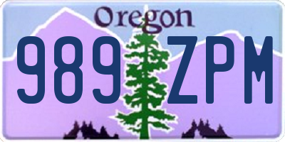 OR license plate 989ZPM