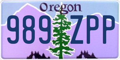 OR license plate 989ZPP