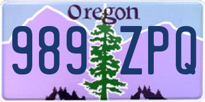 OR license plate 989ZPQ