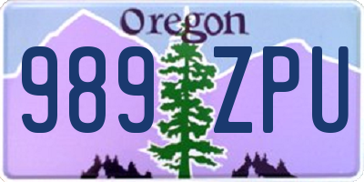 OR license plate 989ZPU