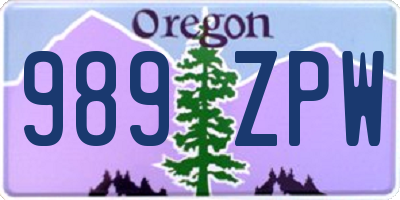 OR license plate 989ZPW