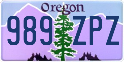 OR license plate 989ZPZ