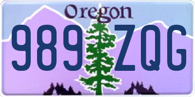 OR license plate 989ZQG