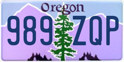 OR license plate 989ZQP