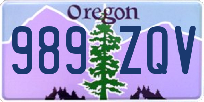OR license plate 989ZQV