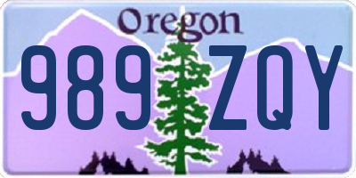 OR license plate 989ZQY