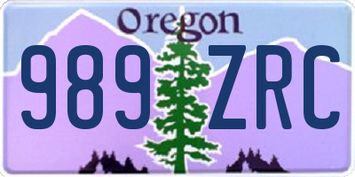 OR license plate 989ZRC