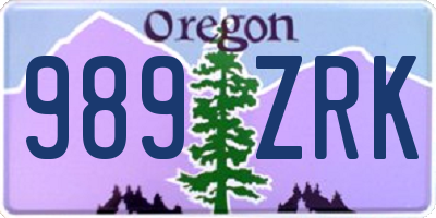 OR license plate 989ZRK