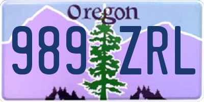 OR license plate 989ZRL