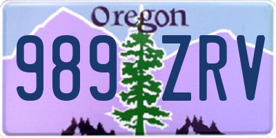 OR license plate 989ZRV