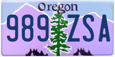 OR license plate 989ZSA