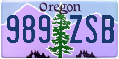 OR license plate 989ZSB
