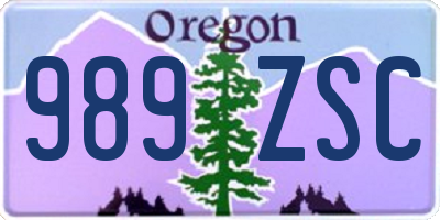 OR license plate 989ZSC