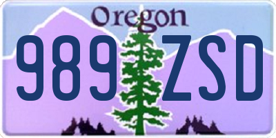 OR license plate 989ZSD