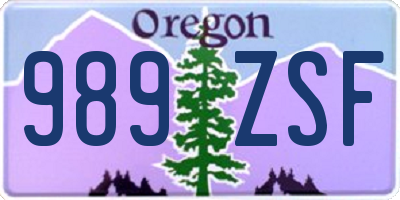 OR license plate 989ZSF