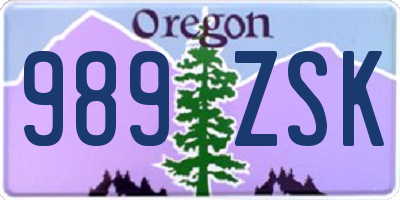 OR license plate 989ZSK