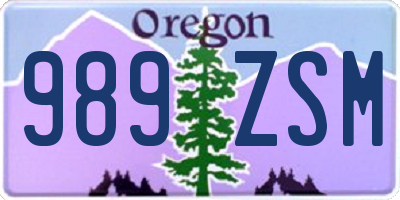 OR license plate 989ZSM